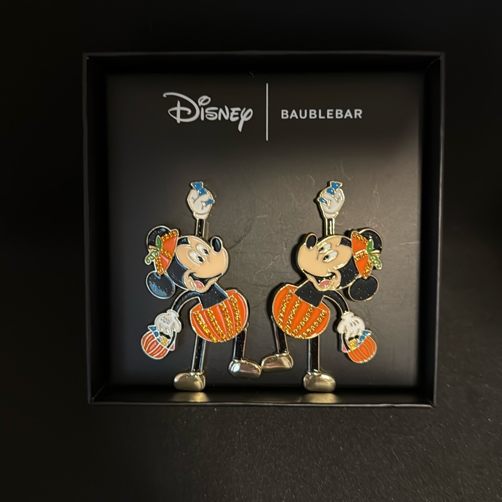 Disney BaubleBar Mickey Mouse Halloween Pumpkin Costume Earrings NIB